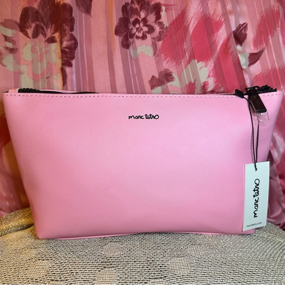Marc Tetro Cosmetic Pouch - Pink w/ Dog Print - NWT $38 All My Dogs makeup bag - Picture 2 of 9